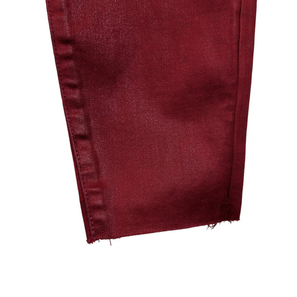 Good American Womens Jeans 6 28 Red Good Waist Crop Shimmer Cut Off Cuff Pants - Picture 6 of 13